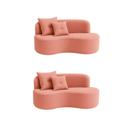 Kit 02 Sofá Decorativo Curvo Orgânico Nature Gaia Veludo Veludo Rosa - Montanaris Decor