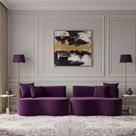 Kit 02 Sofá Decorativo Curvo Orgânico Nature Gaia Veludo Veludo Roxo - Montanaris Decor