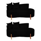 Kit 02 Sofá Orgânico 2 Lugares C/2 Almofadas Curvo Sala Recepção Luna Boucle Preto Pés de Madeira - Montanaris Decor Kit 02 Sofá Orgânico 2 Lugares C/2 Almofadas Curvo Sala Recepção Luna Boucle Preto Pés de Madeira - Montanaris Decor