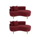 Kit 02 Sofá Orgânico 2 Lugares C/2 Almofadas Curvo Sala Recepção Luna Veludo Bordô - Montanaris Decor