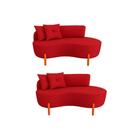 Kit 02 Sofá Orgânico 2 Lugares C/2 Almofadas Curvo Sala Recepção Luna Veludo Vermelho - Montanaris Decor Kit 02 Sofá Orgânico 2 Lugares C/2 Almofadas Curvo Sala Recepção Luna Veludo Vermelho - Montanaris Decor