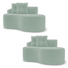 Kit 02 Sofás Living Bob 2 Lugares 145CM Verde Menta Bouclê Abmaza