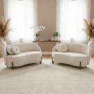 Kit 02 Sofás Orgânicos 2 Lugares C/2 Almofadas Curvo Sala Recepção Amsterdã Boucle Off White - Montanari's Decor
