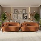 Kit 02 Sofás Orgânicos 2 Lugares C/2 Almofadas Curvo Sala Recepção Amsterdã Boucle Terracota - Montanari's Decor