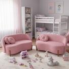 Kit 02 Sofás Orgânicos 2 Lugares C/2 Almofadas Curvo Sala Recepção Amsterdã Veludo Rosa - Montanari's Decor