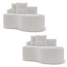 Kit 02 Sofás Orgânicos Living Bob 145cm 02 Lugares com 02 Almofadas Bouclê Off White - Desk Design