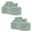 Kit 02 Sofás Orgânicos Living Bob 145cm 02 Lugares com 02 Almofadas Bouclê Verde Menta - Abmaza