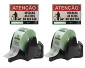 Kit 02 Suporte Parede Preto 02 Bobina 02 Placa Atenção