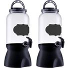 Kit 02 Suqueira Torneira Base Lousa Preta Agua Suco 3600ml