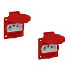 Kit 02 Tomadas de Embutir TBSEN 2P + T 20A Com Tampa Sibratec - Vermelho/Branco Kit 02 Tomadas de Embutir TBSEN 2P + T 20A Com Tampa Sibratec - Vermelho/Branco