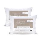Kit 02 Travesseiro Percal 180 Fios Algodão 70x50 Toque Pluma Suporte Firme Pena Ganso Sintético Premium Macio Antialérgico