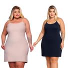 Kit 02 Vestido Segunda Pele Plus Size Combinete Forro Básico Ideal Para Usar Por Baixo de Outro
