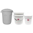 Kit 03 Baldes 30 L + 02 Baldes 12 L + 01 Lixeira 30 L Branco