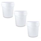 Kit 03 Baldes Plástico 5L Atóxico com Tampa Hermética e Alça para Armazenamento Alimentos Bebidas