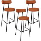 Kit 03 Banquetas Alta Bar Cozinha Sala De Jantar Em Aço Milão L02 Tecido Terracota