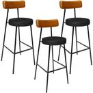 Kit 03 Banquetas Alta Bar Cozinha Sala De Jantar Milão L02 material sintético Whisky Preto - Lyam Decor