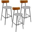 Kit 03 Banquetas Alta Bar Cozinha Sala Jantar Milão L02 material sintético Whisky Linho Cinza
