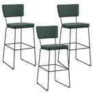 Kit 03 Banquetas Alta Linho Verde Musgo