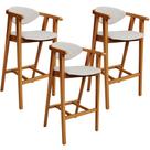 Kit 03 Banquetas Alta Para Cozinha Bancada Bar Sala de Jantar Fixa Cecília L02 Bouclê Cru - Lyam