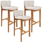 Kit 03 Banquetas Alta Para Cozinha Sala de Jantar Bar Dara L02 Linho Cru - Lyam Decor
