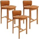 Kit 03 Banquetas Alta Para Cozinha Sala de Jantar Bar Dara L02 material sintético Canela - Lyam Decor