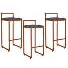 Kit 03 Banquetas Alta Para Cozinha Sala de Jantar Hanna L02 Bronze Linho Chumbo - Lyam Decor
