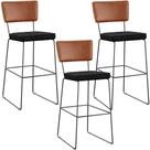 Kit 03 Banquetas Altas Cozinha Camel Linho Chumbo