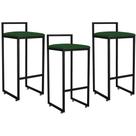 Kit 03 Banquetas Altas Hanna Preto Suede Verde Musgo