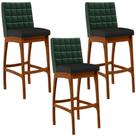 Kit 03 Banquetas Altas Mila Facto Verde Musgo Corano Preto