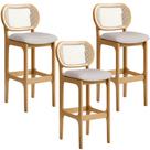 Kit 03 Banquetas Altas Para Cozinha Bancada Sala Tela Betta Fixa L02 Linho Bege - Lyam Kit 03 Banquetas Altas Para Cozinha Bancada Sala Tela Betta Fixa L02 Linho Bege - Lyam