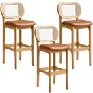 Kit 03 Banquetas Altas Para Cozinha Bancada Sala Tela Betta Fixa L02 material sintético Whisky - Lyam