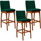 Kit 03 Banquetas Altas Para Cozinha Sala De Jantar Fixa Mila B04 Bouclê Verde - Lyam Decor