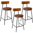 Kit 03 Banquetas Baixa Cozinha Sala Jantar Bancada Milão L02 material sintético Whisky Marrom -LyamDecor