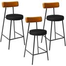 Kit 03 Banquetas Baixa Cozinha Sala Jantar Bancada Milão L02 material sintético Whisky Preto
