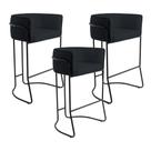 Kit 03 Banquetas Decorativas Fixa Base de Aço Preto Betina D02 Material Sintético Preto C-05 - Lyam Decor Kit 03 Banquetas Decorativas Fixa Base de Aço Preto Betina D02 Material Sintético Preto C-05 - Lyam Decor