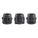 Kit 03 Cachepot Buda Sabedoria Preto Em Cimento M02 - D'Rossi