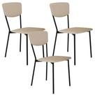 Kit 03 Cadeira Para Sala De Jantar Village Preto C01 Linho Areia - Lyam Decor