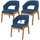 Kit 03 Cadeiras De Jantar E Estar Living Estofada Lince L02 Suede Azul Marinho Kit 03 Cadeiras De Jantar E Estar Living Estofada Lince L02 Suede Azul Marinho