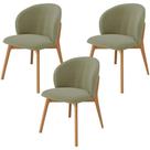 Kit 03 Cadeiras de Jantar e Estar Living Estofada Mia L02 Bouclê Oliva - Lyam Decor Kit 03 Cadeiras de Jantar e Estar Living Estofada Mia L02 Bouclê Oliva - Lyam Decor