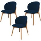 Kit 03 Cadeiras de Jantar e Estar Living Estofada Mia L02 Suede Azul Marinho - Lyam Decor Kit 03 Cadeiras de Jantar e Estar Living Estofada Mia L02 Suede Azul Marinho - Lyam Decor