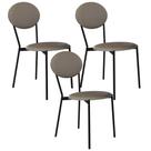 Kit 03 Cadeiras Estofada Para Sala De Jantar Azuri Preto C01 material sintético Cinza - Lyam Decor