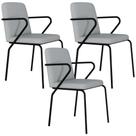 Kit 03 Cadeiras Estofada Sala Jantar Com Braço Loft Preto C01 material sintético Saturno Off White Lyam Decor Kit 03 Cadeiras Estofada Sala Jantar Com Braço Loft Preto C01 material sintético Saturno Off White Lyam Decor