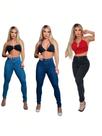 Kit 03 Calça Jeans Feminina Cintura Alta Levanta Bumbum