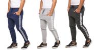 Kit 03 calças de moletom masculina saruel skinny sport luxo