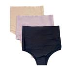 Kit 03 Calcinha Feminina Sem Costura Corte a Laser Cintura Alta Compressão Mulher Cores Neutras
