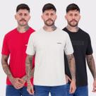 Kit 03 Camisetas Nicoboco Cinza Vermelho e Preta
