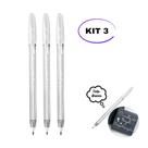 kit 03 Caneta em Gel Cis Trigel 0.8mm Branca Pastel