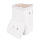 Kit 03 Cestos de Bambu 70 Litros Branco Forrado Alça e Tampa