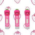 kit 03 Cola Bastão 10g Funtastic Formato Fruta Morango Divertida Tris