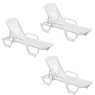 Kit 03 Espreguiçadeira Piscina de Plástico Pitangui Branca com Rodas